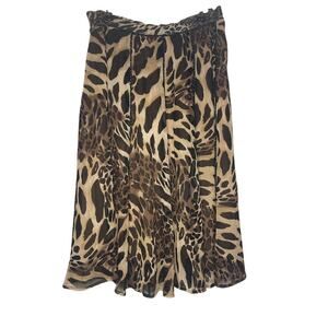 Coldwater Creek Lined Leopard Animal Print Midi Skirt Women's Size Medium